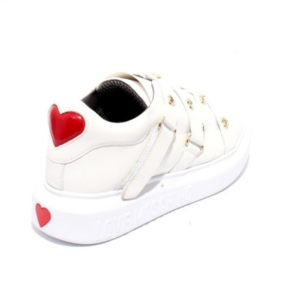 Moschino White Leather Fashion Platform Sneaker - Picture 4 of 8